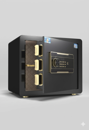 14 (2) Tiger Safe Household Small Mini Safe 2535 Cash Box Money Deposit Safe Household Small Safe 35cm / password model / smart blac