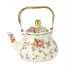 Vintage thick enamel enamel pot European enamel teapot ,Pottery handle, birds singing -1.5L