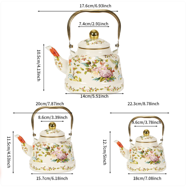 Screenshot 2026-02-02 at 20.23.19 Vintage thick enamel enamel pot European enamel teapot, Ancient clock flowers and bird-1.7L