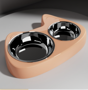 New Anti-choking Stainless Steel Double Bowl Size Eye Slow Food 2-in -1 Pet Bowl