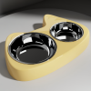 Stainless steel double bowl / lemon yellow