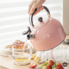 European-style pink folding handle whistle kettle European-style simple 3L kettle kitchen sound kettle