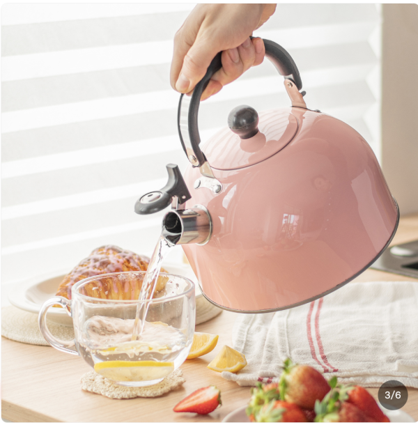 European-style pink folding handle whistle kettle European-style simple 3L kettle kitchen sound kettle