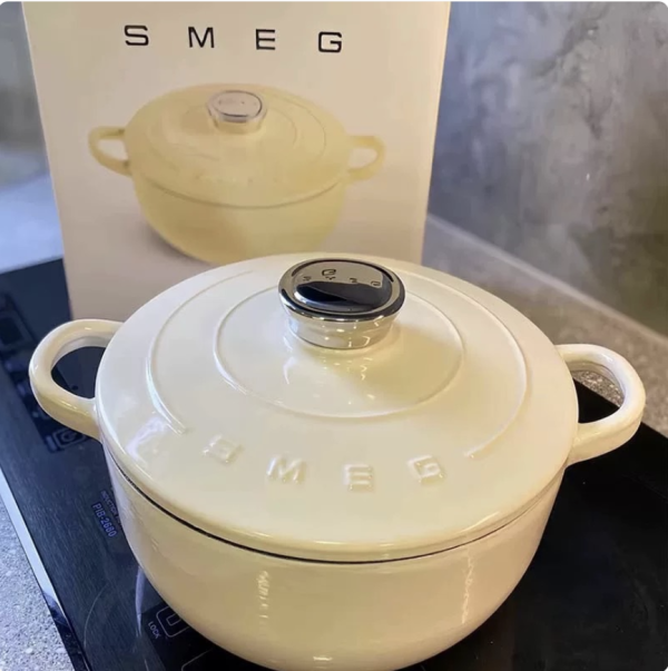 Screenshot 2026-02-03 at 20.20.56 Smeg Smeg 4.2L Enamel Pot 24cm Cast Iron Pot Retro Enamel Gas Stove Induction Cooker Universal with Lid, 4.2L-cream white (Weighs 4800grams)
