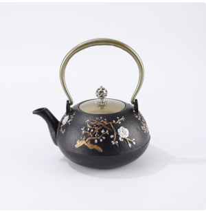 Furnace Boiling Teapot Antique Household Iron Pot Enamel Inner Pot Kettle Japanese-style Cast Iron Teapot Uncoated Tea Set  900ml iron handle