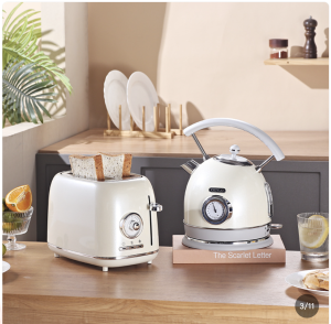 Sandwich Retro Fully Automatic Toaster Toaster Breakfast Machine Multi-Function Toaster  Pearl green toaster + electric Kettle