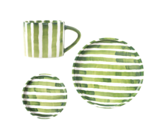 Screenshot 2026-02-03 at 23.17.49 Retro creative ceramic coffee cup plate combination household drinking water breakfast afternoon tea cup plate suit Middle / ancient green striped c-200ML