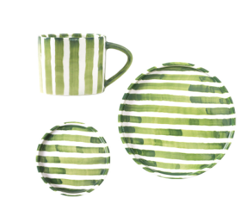 Screenshot 2026-02-03 at 23.17.49 Retro creative ceramic coffee cup plate combination household drinking water breakfast afternoon tea cup plate suit Middle / ancient green striped c-200ML
