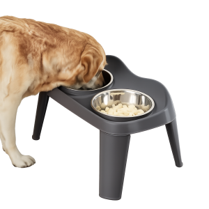 Dog Bowl Dog Basin Stainless Steel Dog Rice Basin Golden Retriever Food Bowl Medium and Large Dog Neck Protection Anti-overturning High Bowl Dining Table   Gray / small size (recommended 7
