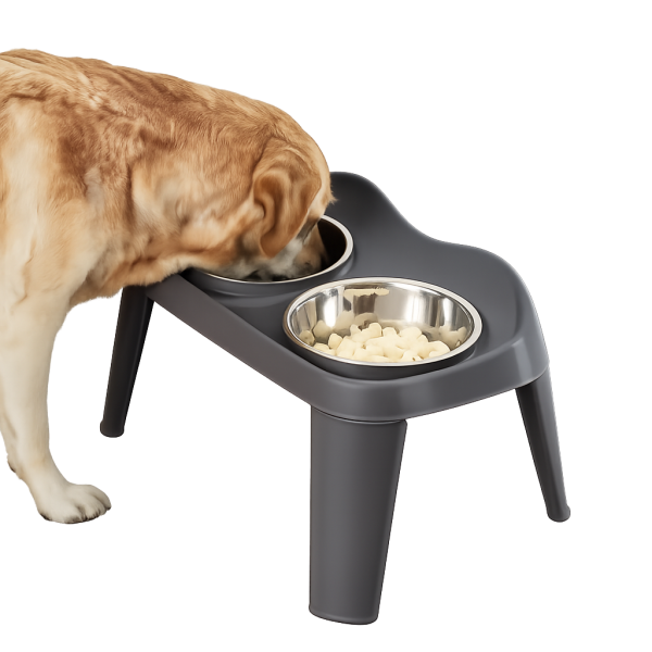 coop Dog Bowl Dog Basin Stainless Steel Dog Rice Basin Golden Retriever Food Bowl Medium and Large Dog Neck Protection Anti-overturning High Bowl Dining Table Gray / small size (recommended 7