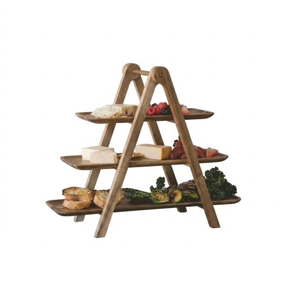 e Acacia Wood Tung Wood Three-Layer Vegetable Rack Wooden Tray Storage Rack Hot Pot Restaurant Food Finishing Kitchen Hotel three / layer pine