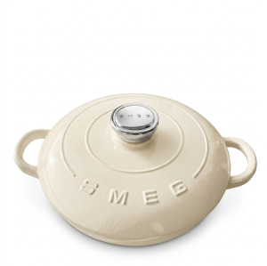 lv Smeg 26CMsmeg Seafood Pot Enamel Pot Household Cast Iron Pot Gas Stove Induction Cooker Universal, 2.2L-Off / white