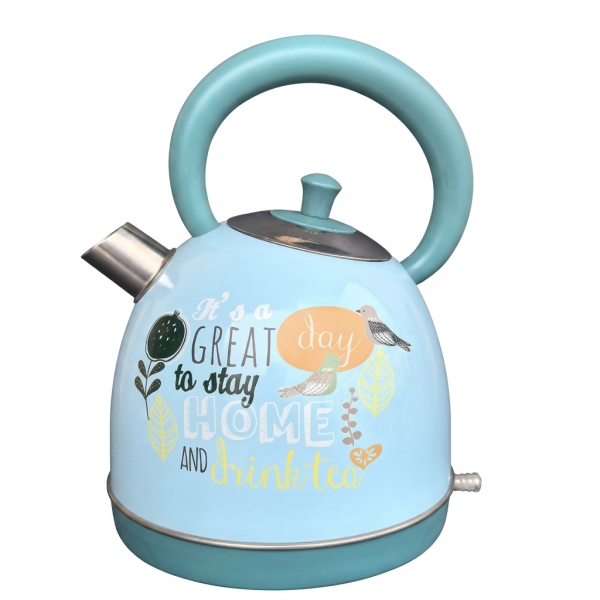 m Pastoral Painted Paint Electric Water Kettle Electric Tea Boiling Water Kettle 304 Stainless Steel Household Electric Water Kettle, Emerald