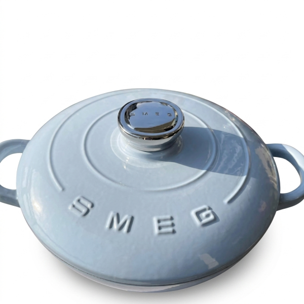 riba Smeg 26CMsmeg Seafood Pot Enamel Pot Household Cast Iron Pot Gas Stove Induction Cooker Universal, 2.2L-Off / white