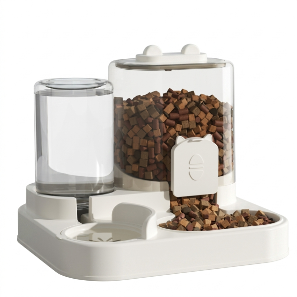 w New cat feeder dry and wet separate cat bowl sealed food storage two-in-one dog bowl water food integrated feeder Supreme Transparent Cat Ear Feeder