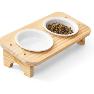 Double bowl ceramic cat bowl [	 1060g