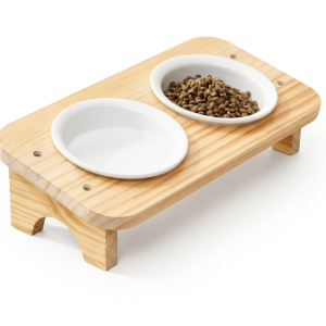 Double bowl ceramic cat bowl -970g