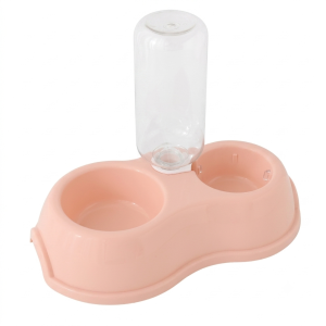 32 Cat Bowl dog bowl cat single Bowl non-slip cat bowl oblique mouth factory wholesale cross-border neck protection transparent Pet Bowl high leg Orange double bowl with water bottle