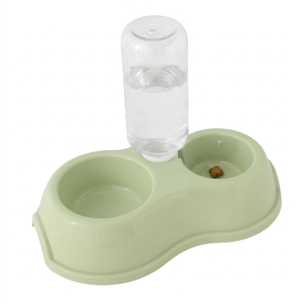 34 Green double bowl with water bottle