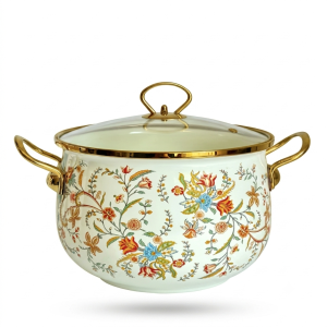 7 boutique soup pot enamel pot flower and bird soup pot enamel soup pot medicine pot induction cooker universal soup pot Thriving boutique soup pot-22cm